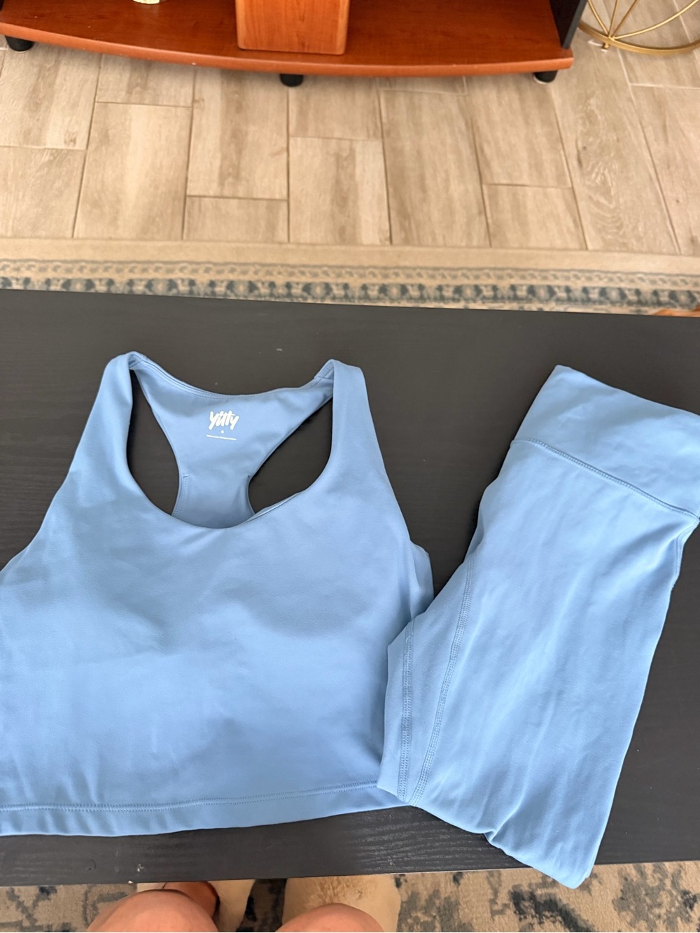 YITTY Light Blue Racerback Sports Bra and Leggings Set
